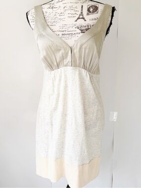 Chic sexy Vintage Nanette Lepore v neck beige cream tank dress S
